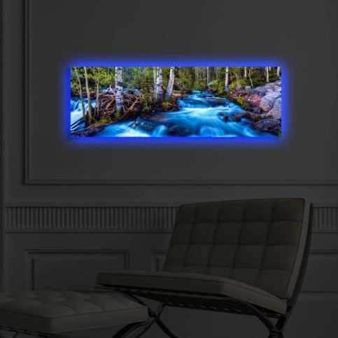 Wallity Obraz s LED osvětlením KRAJINA S POTOKEM 38 30 x 90 cm Houseland.cz
