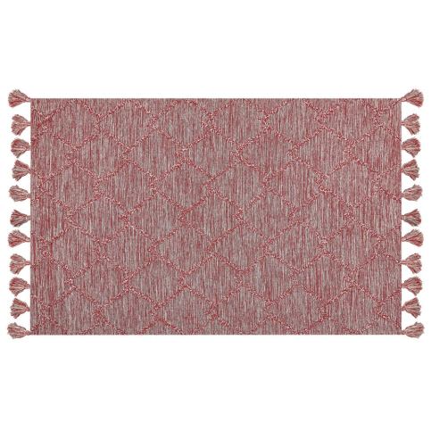Bavlněný koberec 140 x 200 cm červený NIDGE Beliani.cz