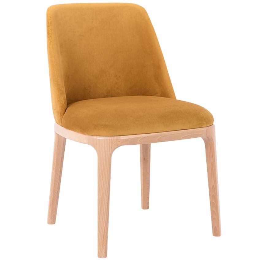 Nordic Design Žlutá sametová jídelní židle Lola - Designovynabytek.cz