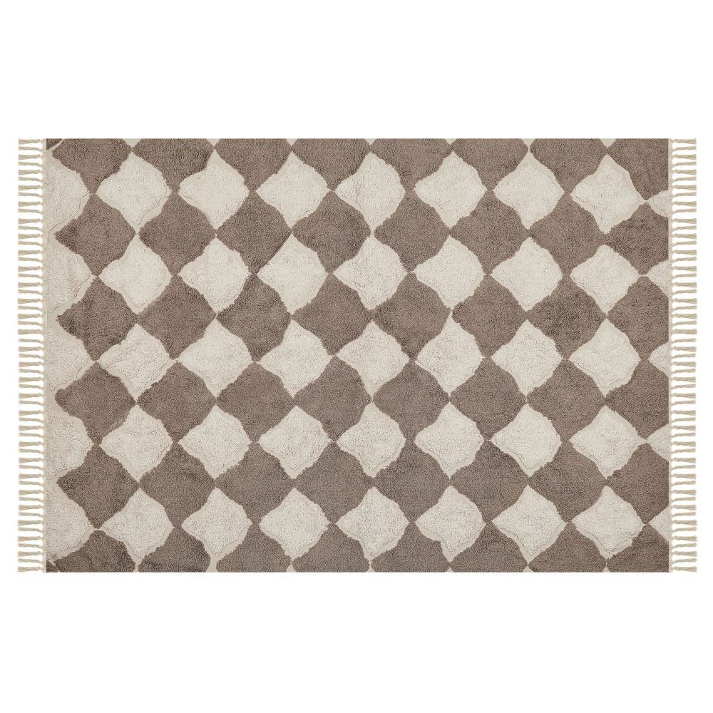 Bavlněný koberec 140 x 200 cm hnědý/ béžový SINOP - Beliani.cz