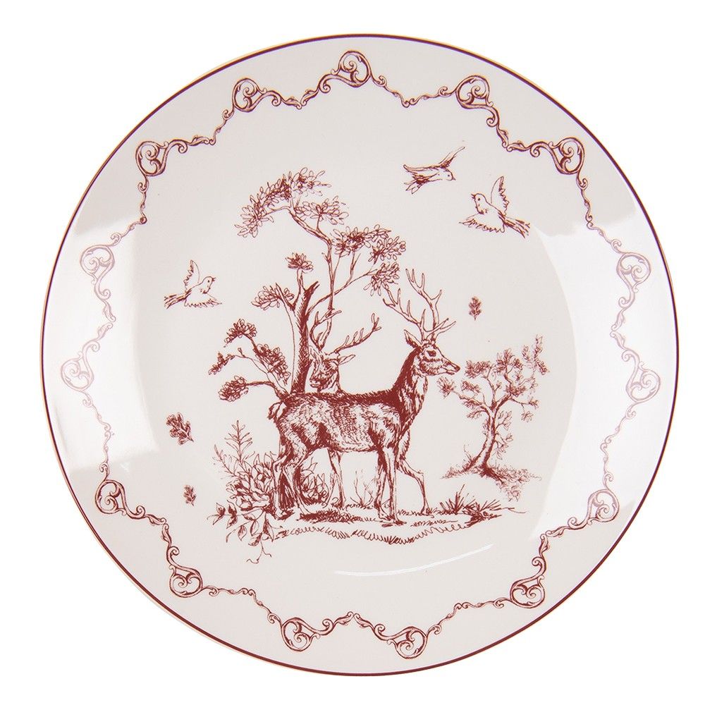 Porcelánový dezertní talíř Pretty Forest - Ø 20*2 cm Clayre & Eef - LaHome - vintage dekorace