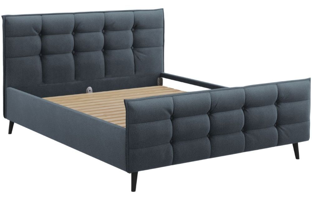 Modrá látková dvoulůžková postel MICADONI Bruce 160 x 200 cm - Designovynabytek.cz