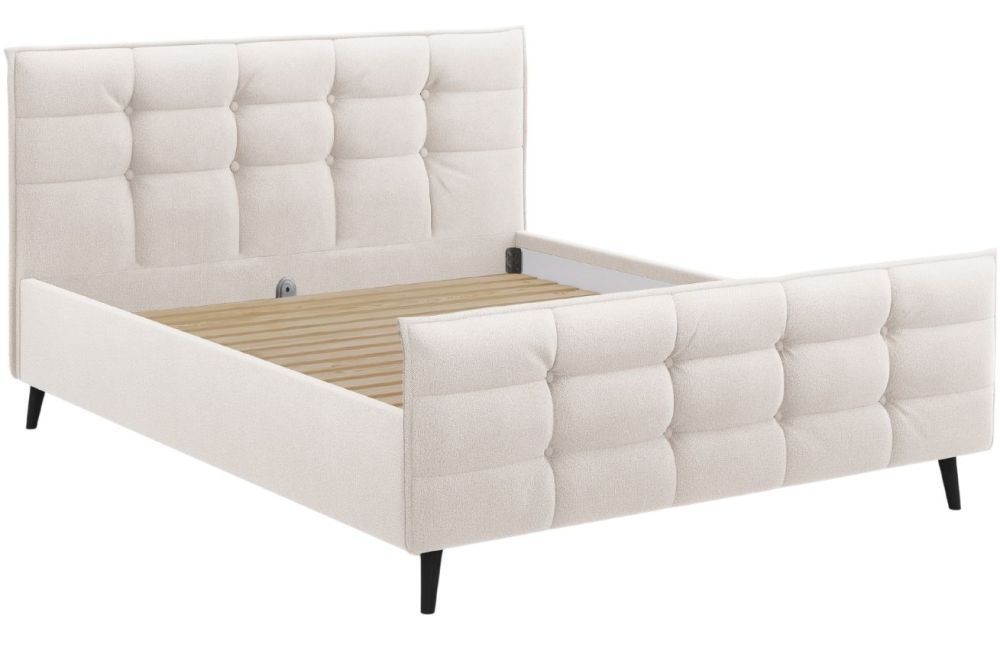 Béžová látková dvoulůžková postel MICADONI Bruce 160 x 200 cm - Designovynabytek.cz