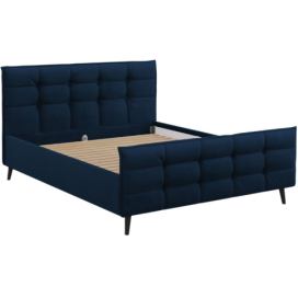 Tmavě modrá sametová dvoulůžková postel MICADONI Bruce 140 x 200 cm