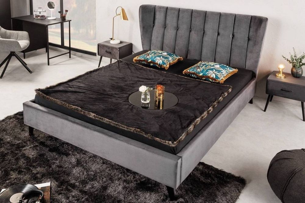 LuxD Designová postel Violetta 160 x 200 cm tmavě šedý samet - Estilofina-nabytek.cz