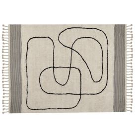 Bavlněný koberec 160 x 230 cm béžový/ černý DOKUZ