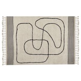 Bavlněný koberec 140 x 200 cm béžový/ černý DOKUZ