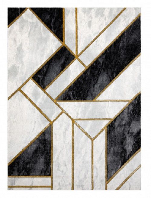 Dywany Łuszczów Kusový koberec Emerald 1015 black and gold - 80x150 cm - Mujkoberec.cz