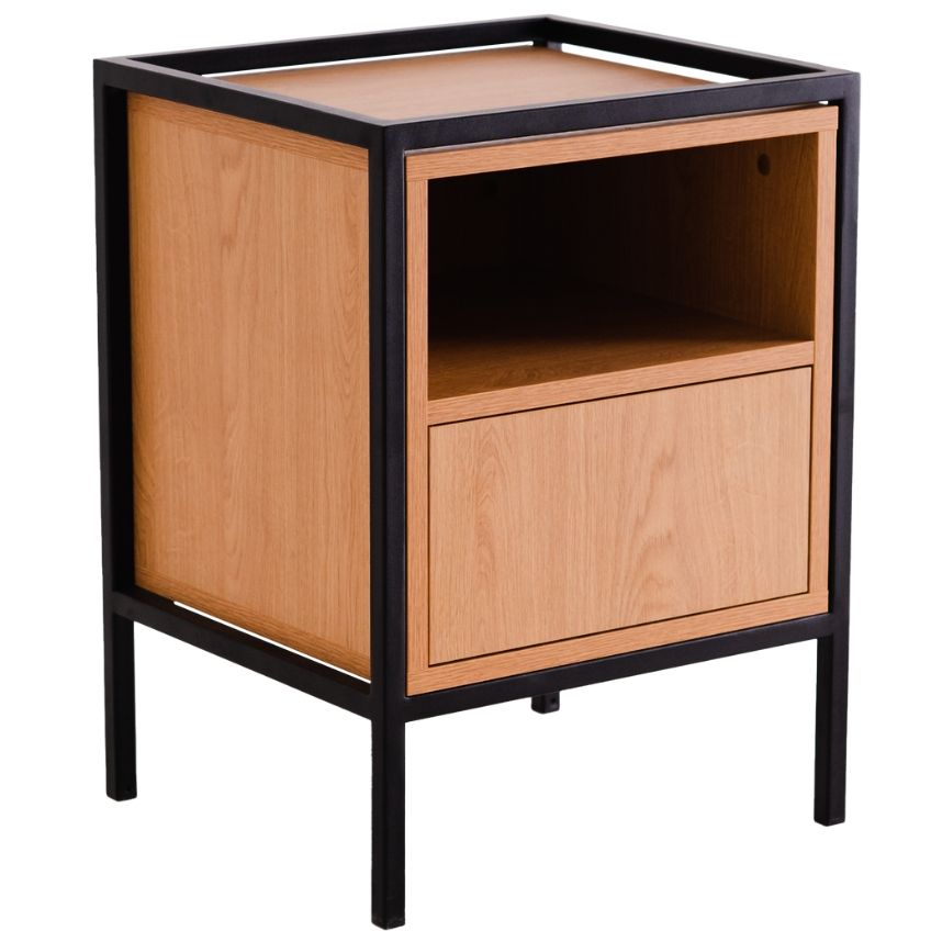 Nordic Design Noční stolek Skipo se zásuvkou 60 x 45 cm s dubovým dekorem - Designovynabytek.cz