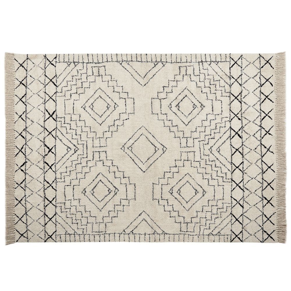 Bavlněný koberec 160 x 230 cm béžový/černý ZEYENE - Beliani.cz