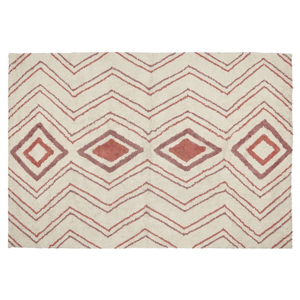Bavlněný koberec 140 x 200 cm béžový/růžový KASTAMONU - Beliani.cz