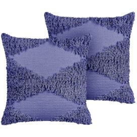 Sada 2 bavlněných polštářů 45 x 45 cm fialové RHOEO