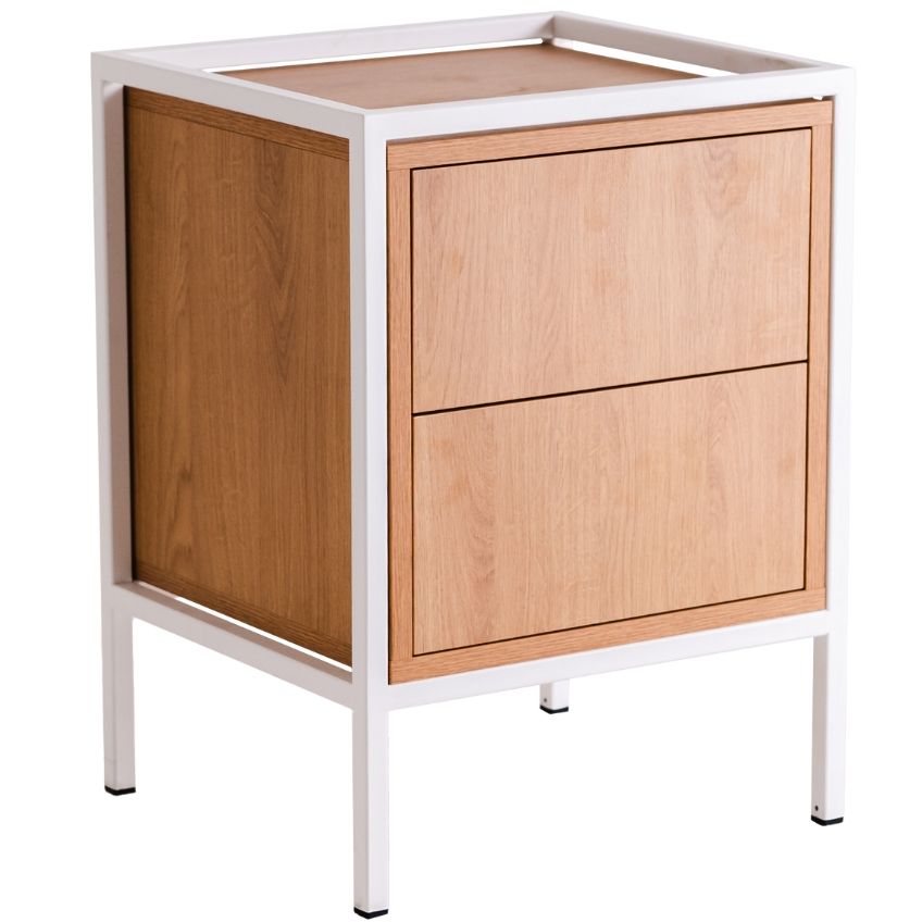 Nordic Design Noční stolek Skipo se zásuvkami 60 x 45 cm s dubovým dekorem a bílou konstrukcí - Designovynabytek.cz