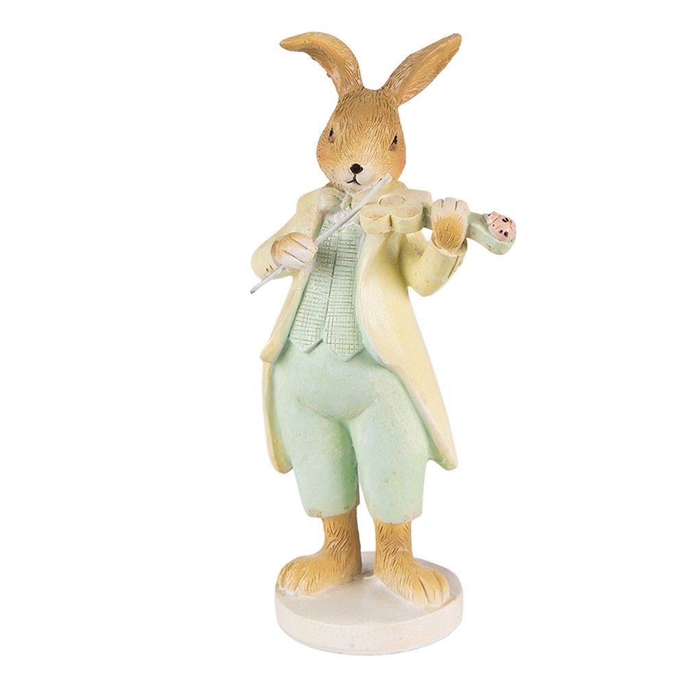 Velikonoční dekorace králík hrající na housle ve tvaru květiny - 8*5*16 cm Clayre & Eef - LaHome - vintage dekorace