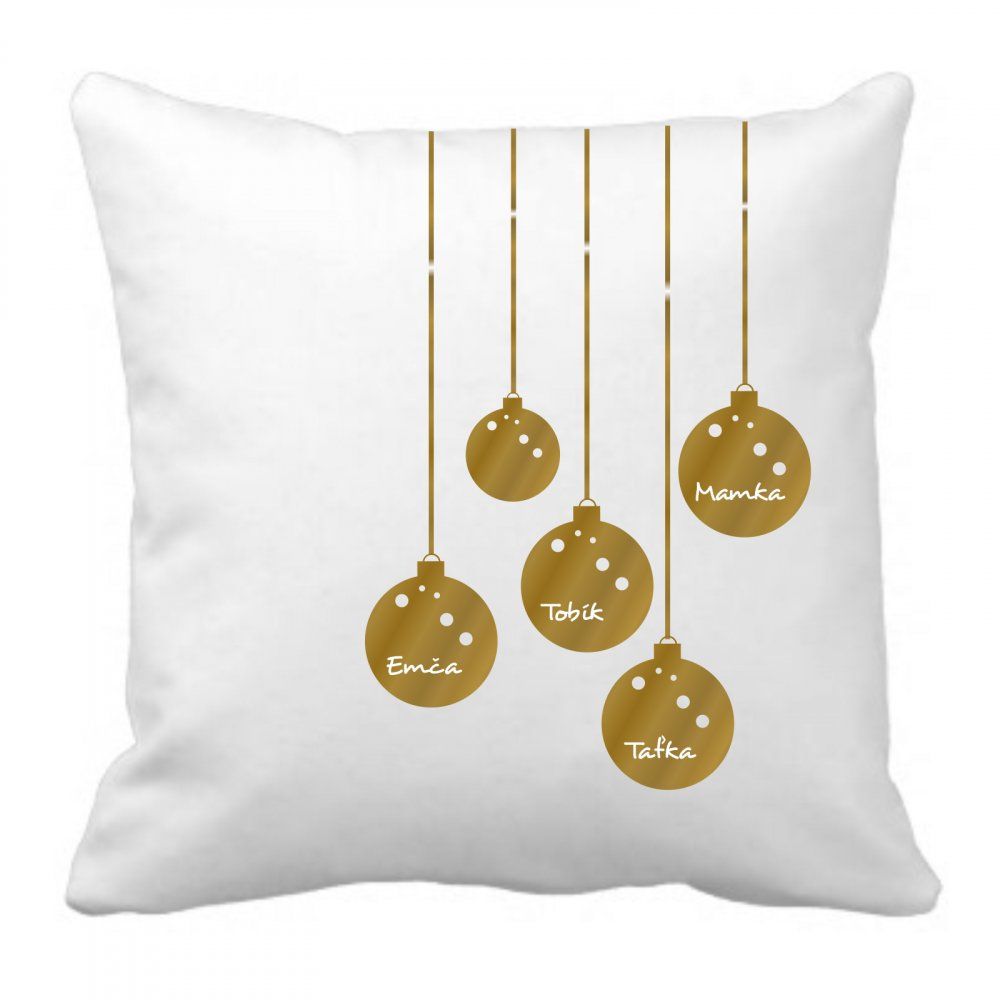 Pieris design Vánoční polštářek se jmény na kouličkách zlatá - Pieris design