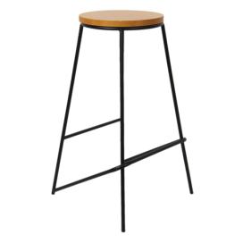 Černá barová židle s dřevěným sedákem Pinn - 40*40*71 cm Clayre & Eef