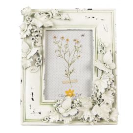 Béžový antik fotorámeček s motýlky Butterfly - 16*2*19 cm / 10*15cm Clayre & Eef LaHome - vintage dekorace