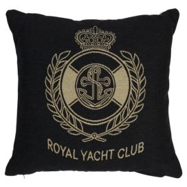 Béžovo-černý gobelínový polštář Royal Yacht Club - 45*45*16cm Mars & More LaHome - vintage dekorace