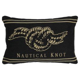 Béžovo-černý gobelínový polštář s uzlem Nautical knot - 45*15*30cm Mars & More LaHome - vintage dekorace