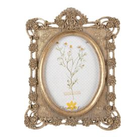 Zlatý antik fotorámeček s růžičkami Rossé - 20*2*27 cm / 13*18 cm Clayre & Eef LaHome - vintage dekorace