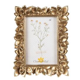 Zlatý fotorámeček se zdobným okrajem květů - 16*2*21 cm / 10*15 cm Clayre & Eef LaHome - vintage dekorace