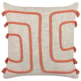 Bavlněný polštář abstraktní vzor 45 x 45 cm béžový/ oranžový PLEIONE