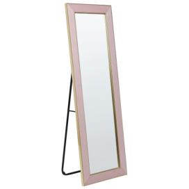 Sametové stojací zrcadlo 50 x 150 cm růžové LAUTREC Beliani.cz