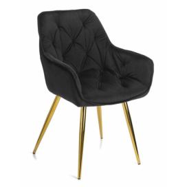 DekorStyle Prošívaná židle HANE černá/zlatá