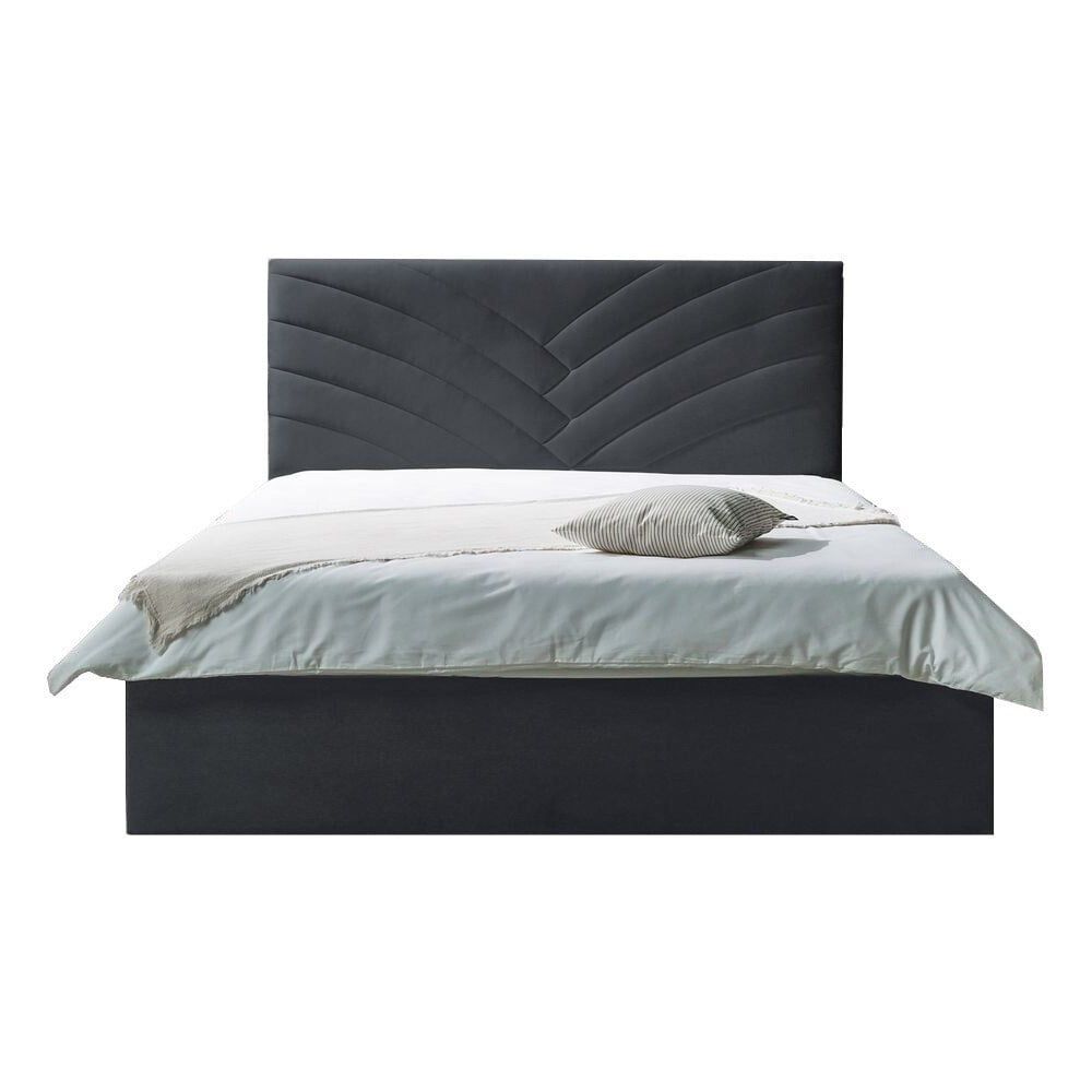 Antracitová čalouněná dvoulůžková postel s úložným prostorem s roštem 160x200 cm Palmyre – Bobochic Paris - Bonami.cz