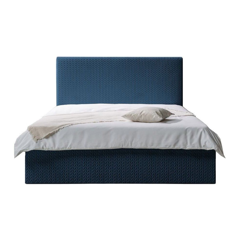 Modrá čalouněná dvoulůžková postel s úložným prostorem s roštem 160x200 cm Adele – Bobochic Paris - Bonami.cz