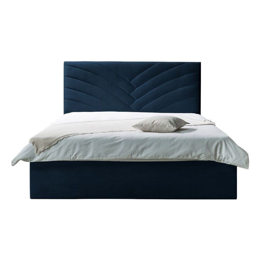 Tmavě modrá čalouněná dvoulůžková postel s úložným prostorem s roštem 160x200 cm Palmyre – Bobochic Paris - Bonami.cz