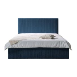 Tmavě modrá čalouněná dvoulůžková postel s úložným prostorem s roštem 160x200 cm Adele - Bobochic Paris