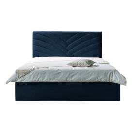 Tmavě modrá čalouněná dvoulůžková postel s úložným prostorem s roštem 160x200 cm Palmyre – Bobochic Paris