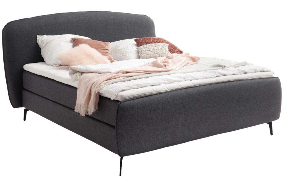 Antracitově šedá látková dvoulůžková postel Meise Möbel Imola 160 x 200 cm, boxspring - Designovynabytek.cz