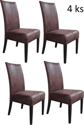 Jídelní židle CHESTER dark brown - sada 4 kusy - FORLIVING