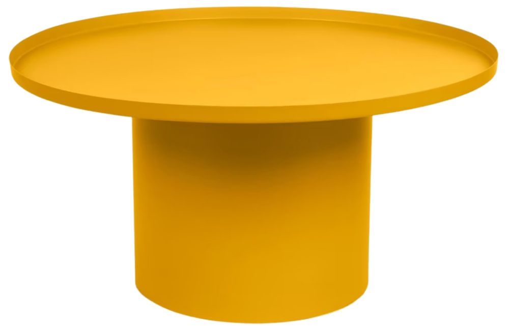 Hořčicově žlutý kovový konferenční stolek Kave Home Fleksa Ø 72 cm - Designovynabytek.cz