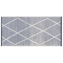 Bavlněný koberec 80 x 150 cm bílý/ modrý SYNOPA Beliani.cz