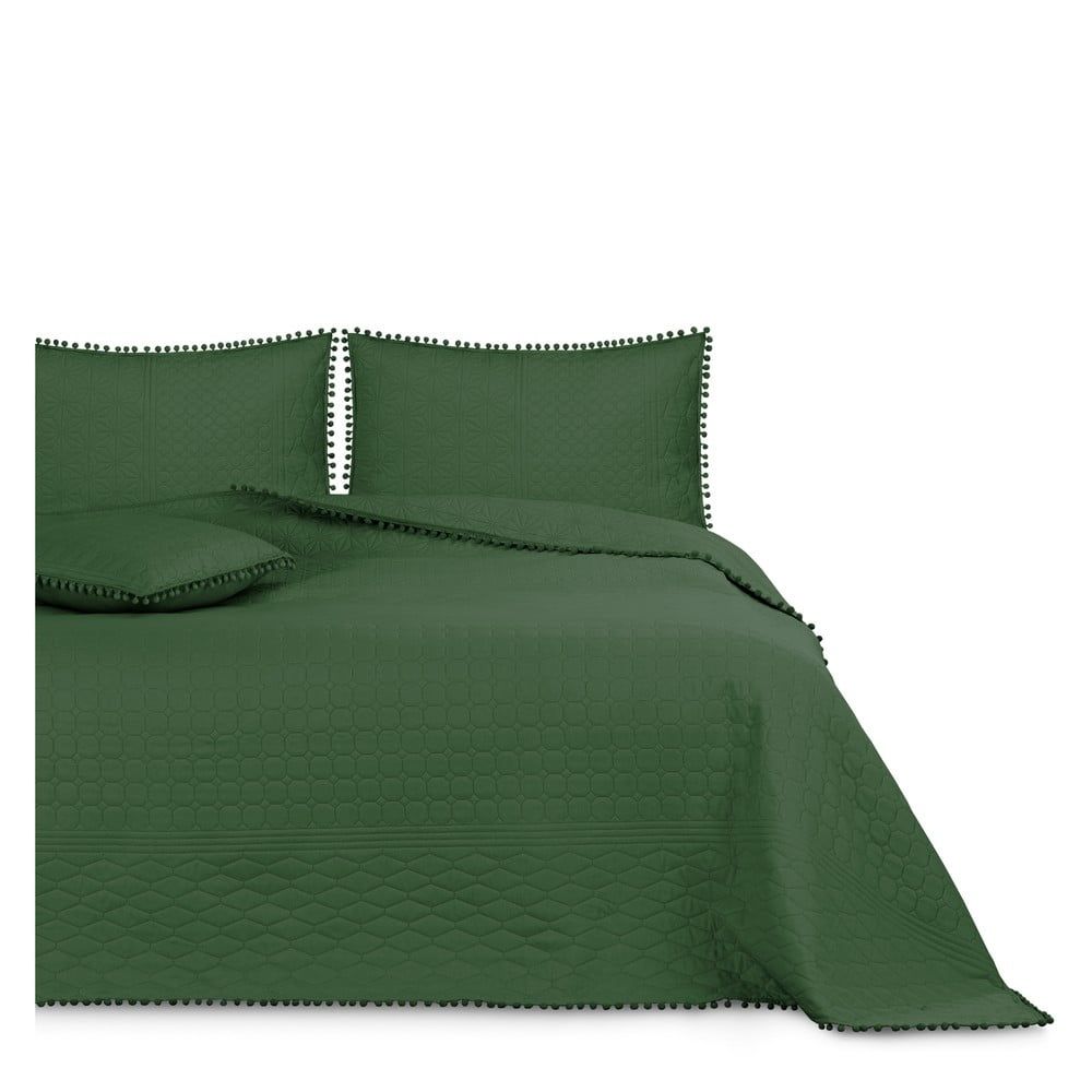 Lahvově zelený přehoz na postel AmeliaHome Meadore, 170 x 270 cm - Bonami.cz