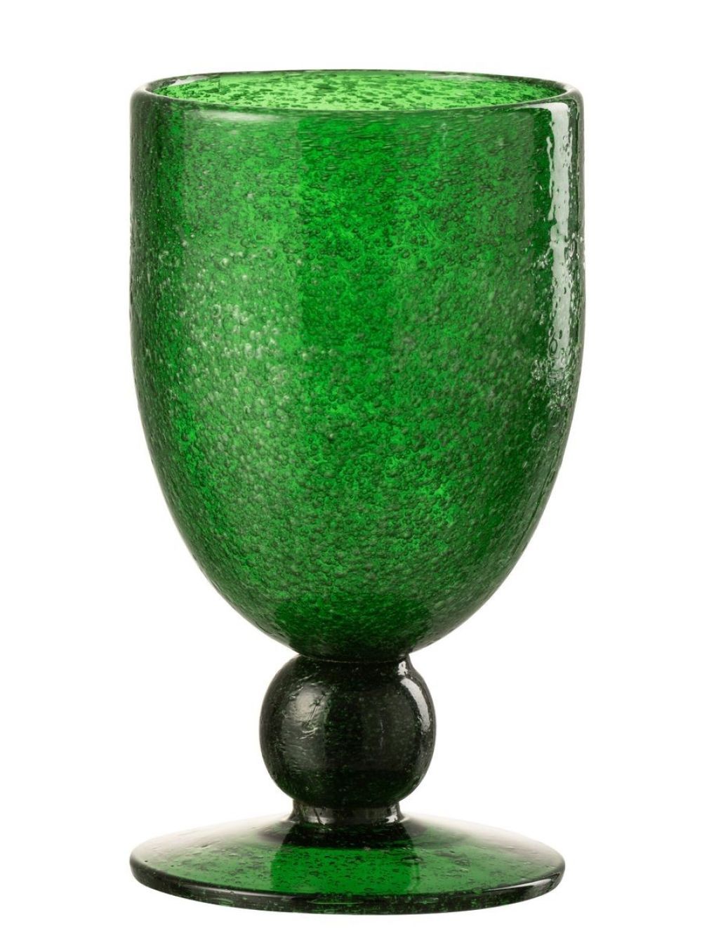 Zelená sklenička na víno na noze s bublinkami Wine Lisboa green - Ø9*15cm / 370ml J-Line by Jolipa - LaHome - vintage dekorace