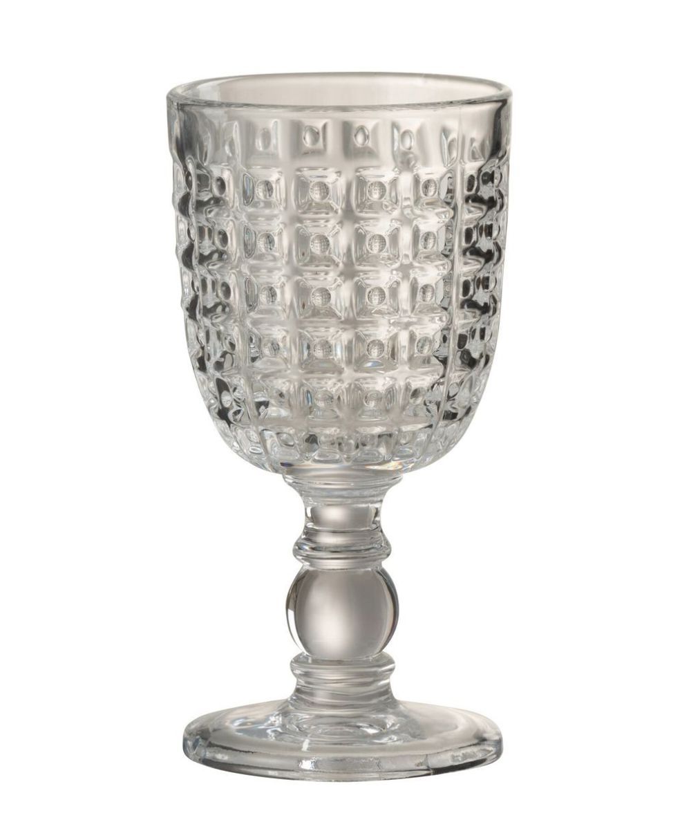 Reliéfní transparentní sklenička na noze Embossed - Ø8*17cm / 200ml J-Line by Jolipa - LaHome - vintage dekorace