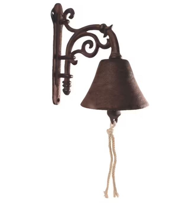 Hnědý nástěnný litinový zvonek s ornamentem - 19*11*20cm Esschert design - LaHome - vintage dekorace