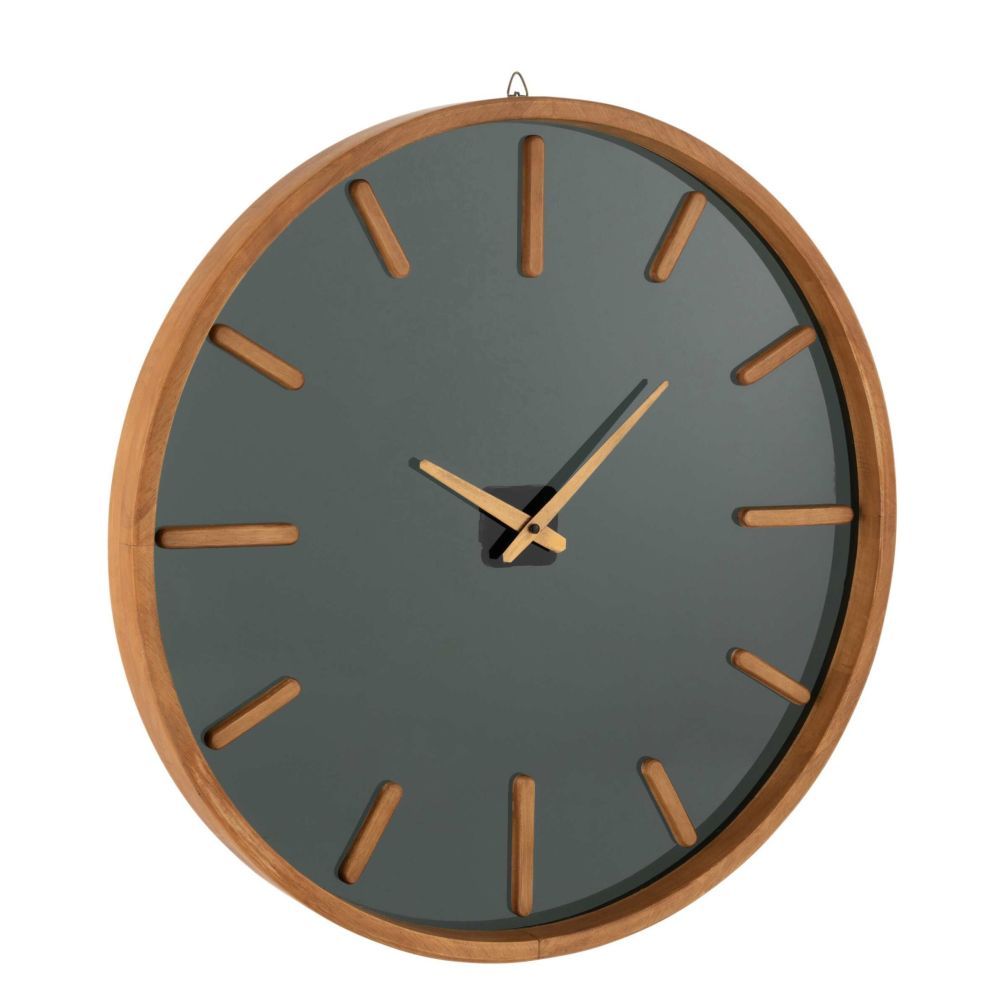 Dřevěné černohnědé hodiny Herve L - Ø80*5 cm J-Line by Jolipa - LaHome - vintage dekorace