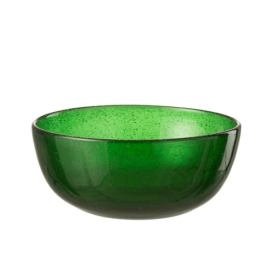 Zelená skleněná miska s bublinkami Lisboa - Ø15*6cm / 630ml J-Line by Jolipa