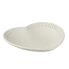 Bílý keramický talíř / miska ve tvaru srdce Hella White - 22*22*4 cm J-Line by Jolipa