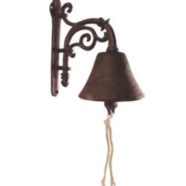 Hnědý nástěnný litinový zvonek s ornamentem - 19*11*20cm Esschert design
