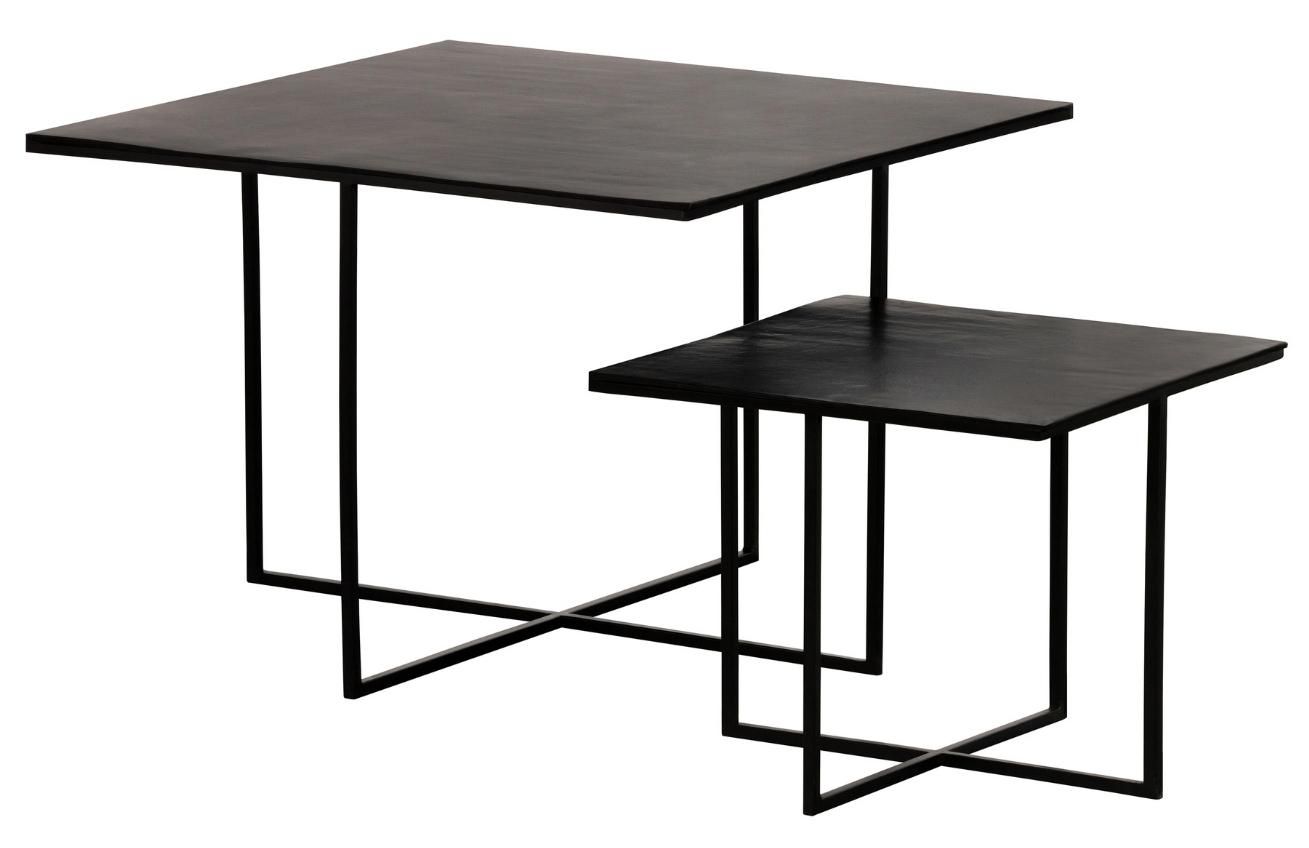 Hoorns Set dvou tmavě hnědých kovových konferenčních stolků Huet 44 x 44 / 71 x 71 cm - Designovynabytek.cz