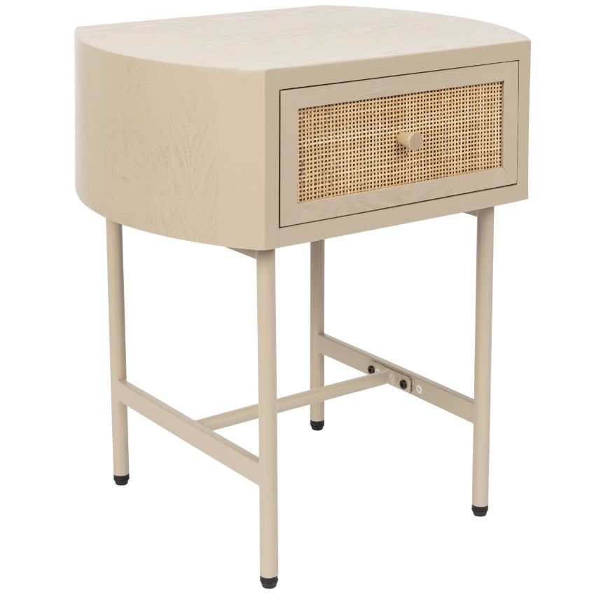 White Label Béžový dřevěný odkládací stolek s ratanovou výplní WLL AMAYA 48 x 38 cm - Designovynabytek.cz