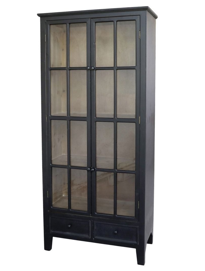 Černá antik dřevěná skříň / vitrína s policemi Floriette - 105*40*200 cm Chic Antique - LaHome - vintage dekorace