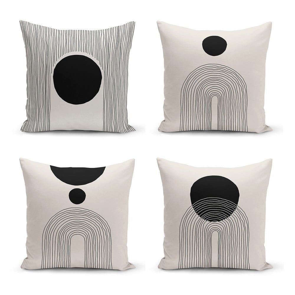Černo-béžové povlaky na polštáře v sadě 4 ks 43x43 cm - Minimalist Cushion Covers - Bonami.cz