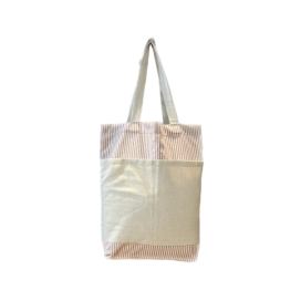 Neobycejno® Látková taška pruhovaná-přírodní 2 kapsy
